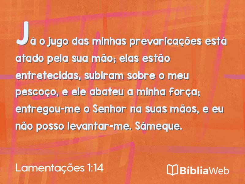 Lamentações 1:14 em imagem para compartilhar