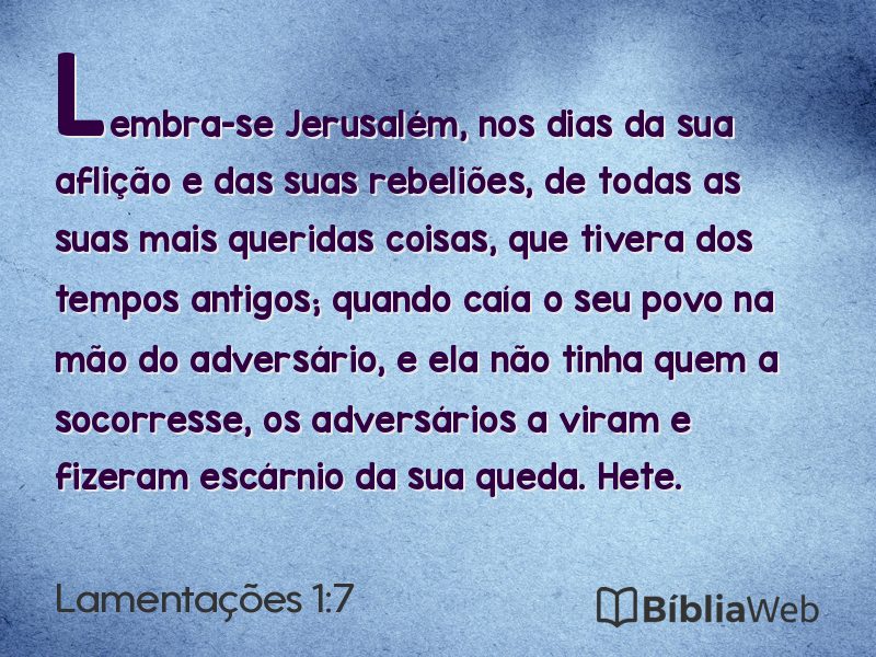 Lamentações 1:7 em imagem para compartilhar