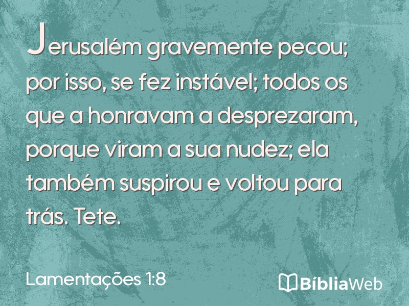 Lamentações 1:8 em imagem para compartilhar