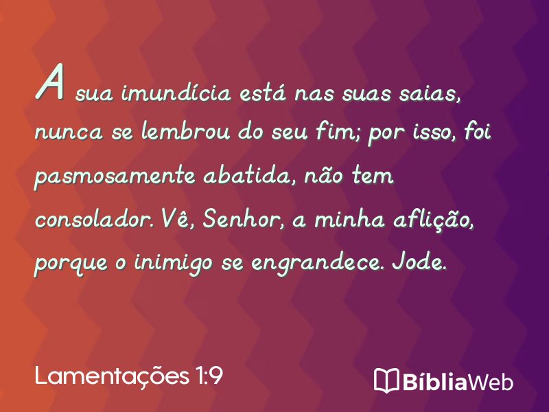 Lamentações 1:9 em imagem para compartilhar