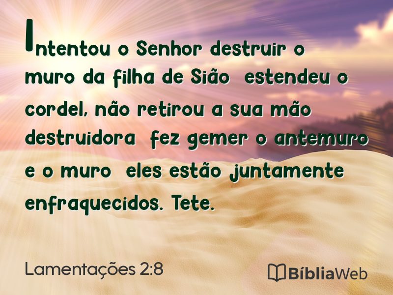 Lamentações 2:8 em imagem para compartilhar