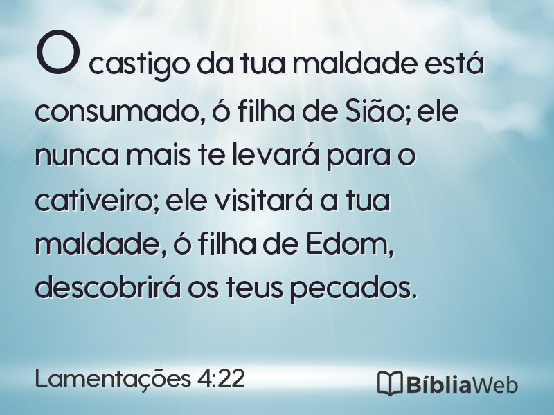 Lamentações 4:22 em imagem para compartilhar