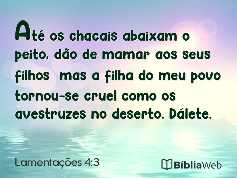 Lamentações 4:3 em imagem para compartilhar