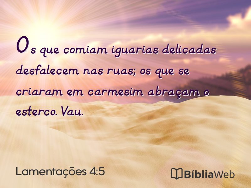 Lamentações 4:5 em imagem para compartilhar