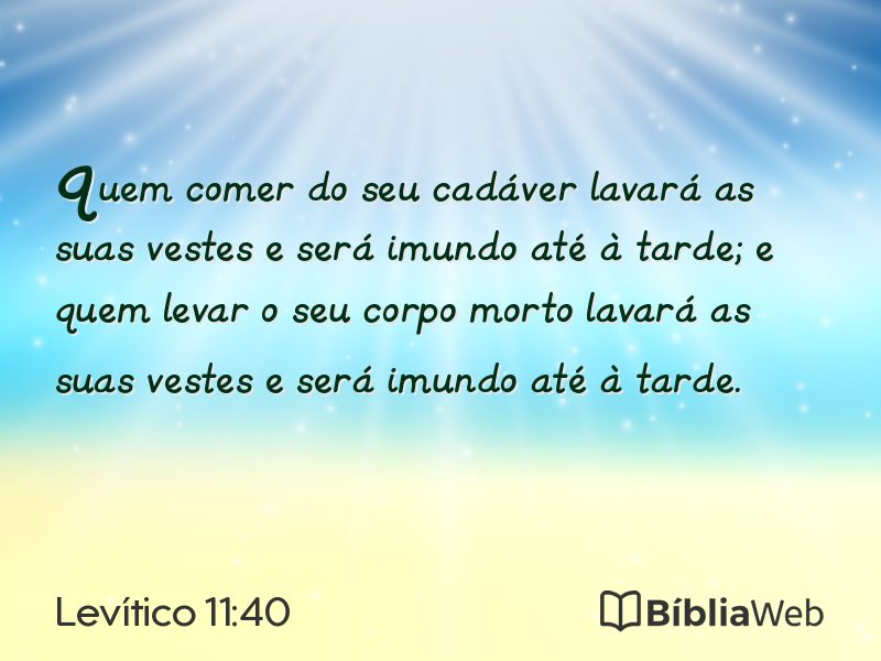 Levítico 11:40 em imagem para compartilhar