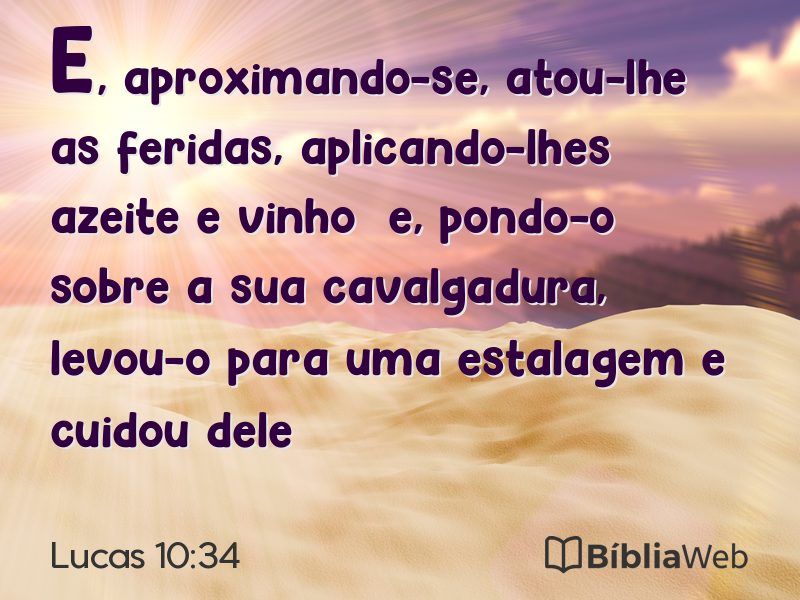 Lucas 10:34 em imagem para compartilhar
