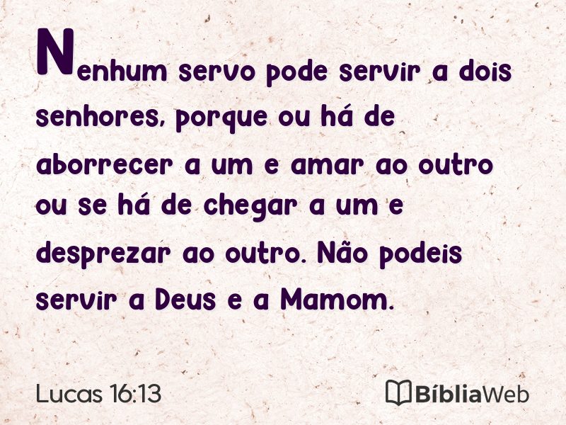 Lucas 16:13 em imagem para compartilhar