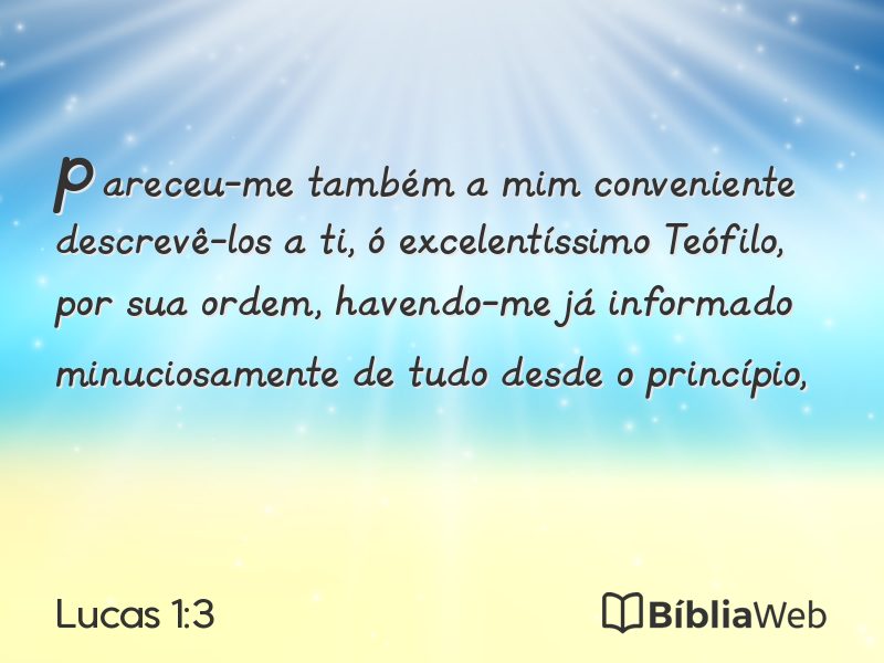 Lucas 1:3 em imagem para compartilhar