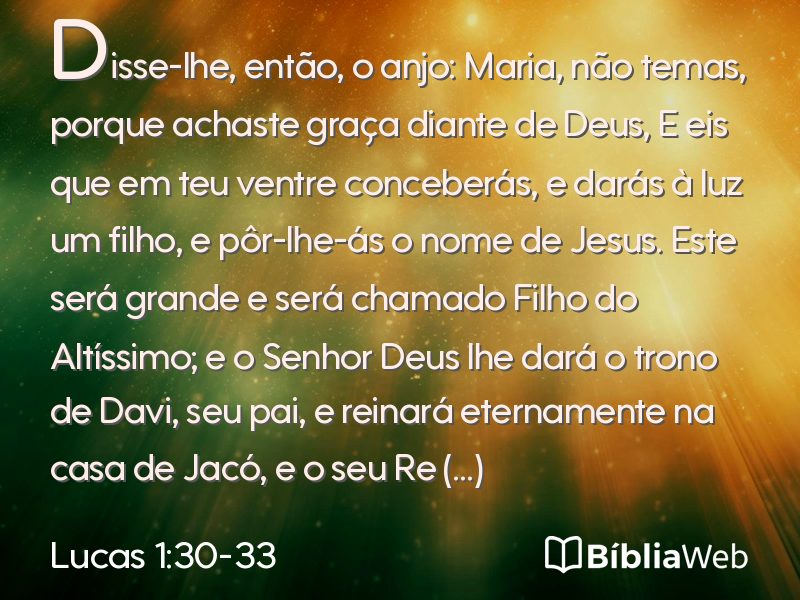 Lucas 1:30-33 em imagem para compartilhar