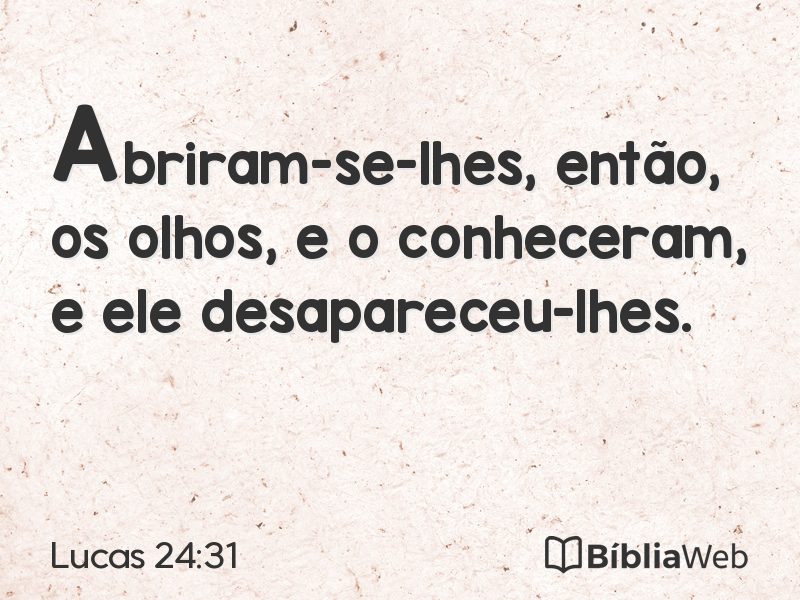 Lucas 24:31 em imagem para compartilhar