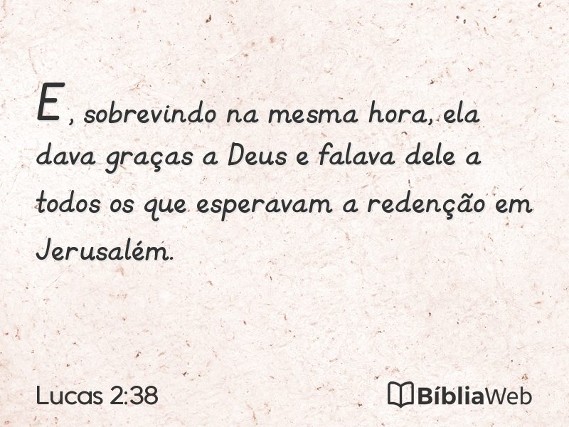 Lucas 2:38 em imagem para compartilhar