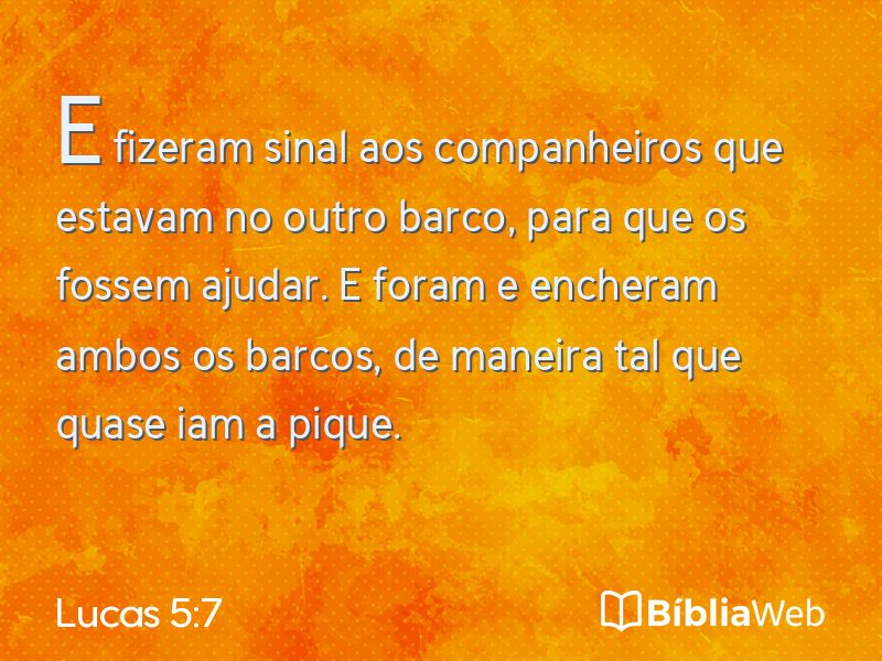 Lucas 5:7 em imagem para compartilhar