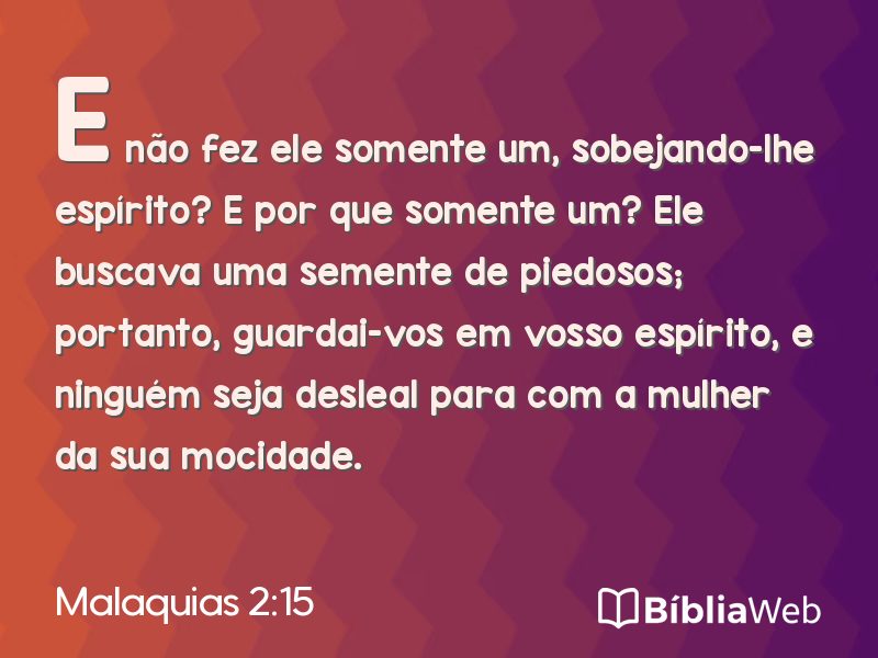 Malaquias 2:15 em imagem para compartilhar