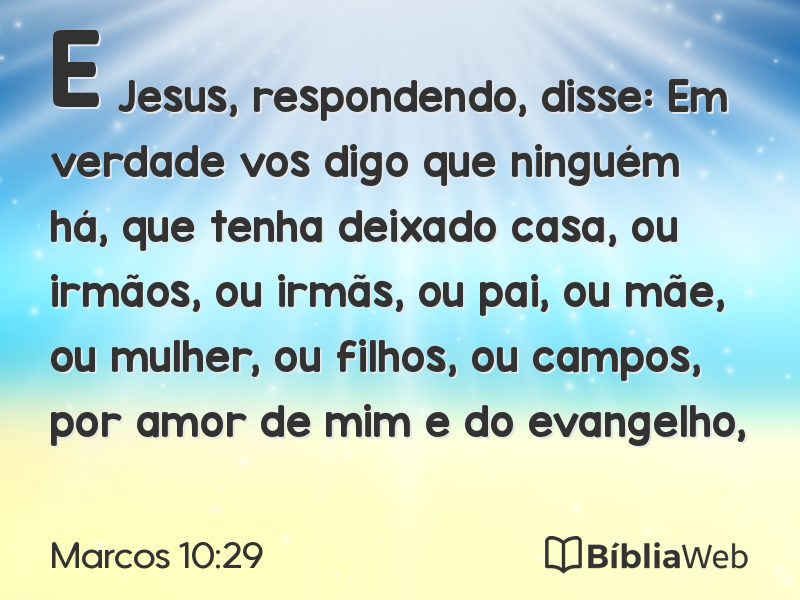 Marcos 10:29 em imagem para compartilhar
