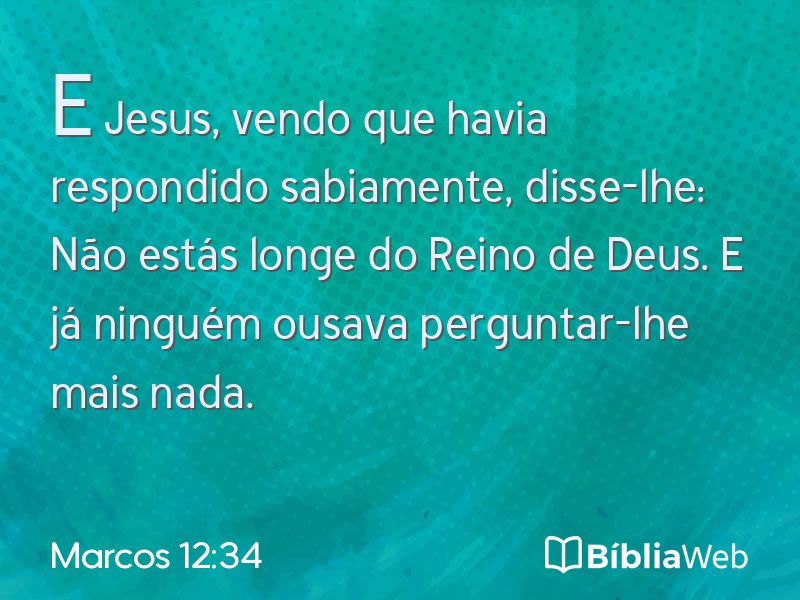 Marcos 12:34 em imagem para compartilhar