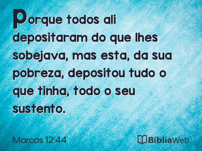Marcos 12:44 em imagem para compartilhar