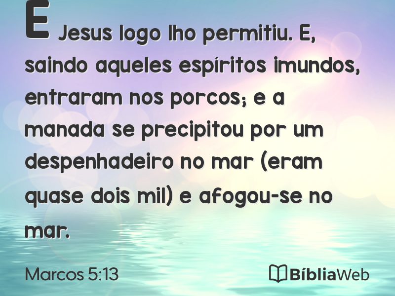 Marcos 5:13 em imagem para compartilhar
