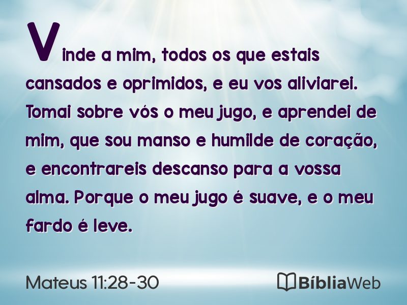 Mateus 11:28-30 em imagem para compartilhar