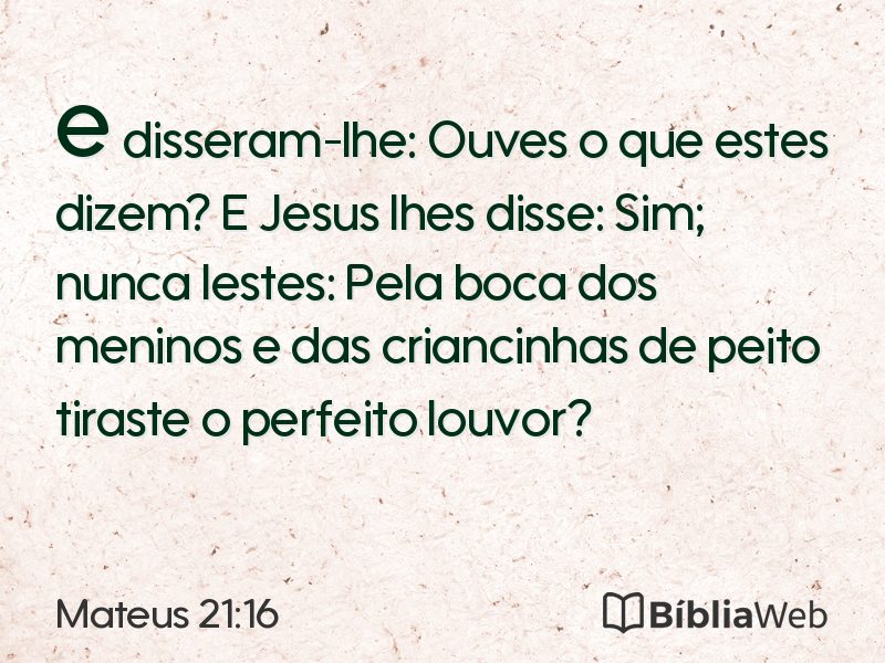 Mateus 21:16 em imagem para compartilhar