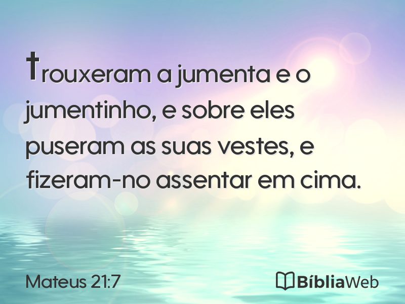 Mateus 21:7 em imagem para compartilhar