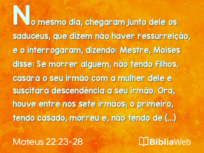 Mateus 22:23-28 em imagem para compartilhar