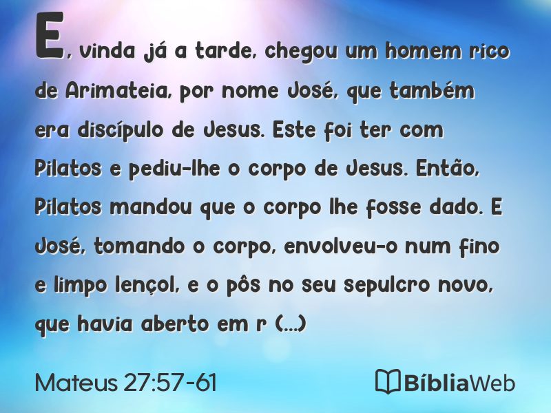 Mateus 27:57-61 em imagem para compartilhar