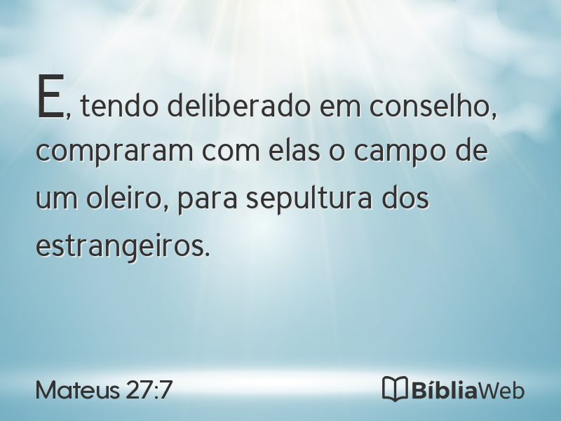 Mateus 27:7 em imagem para compartilhar