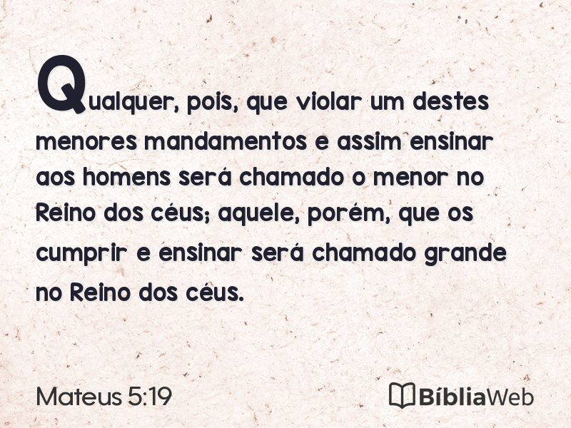 Mateus 5:19 em imagem para compartilhar