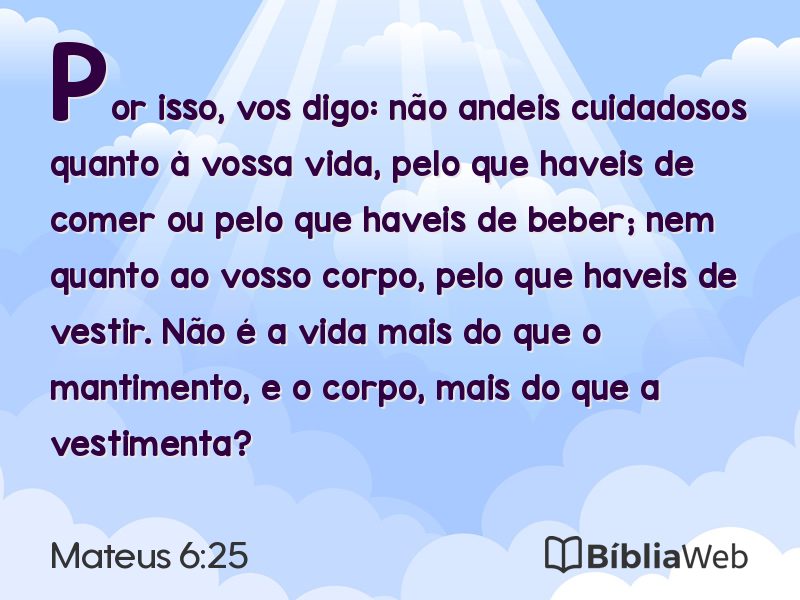 Mateus 6:25 em imagem para compartilhar