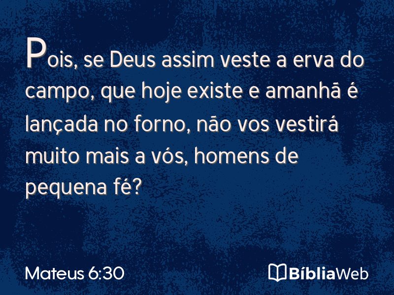 Mateus 6:30 em imagem para compartilhar