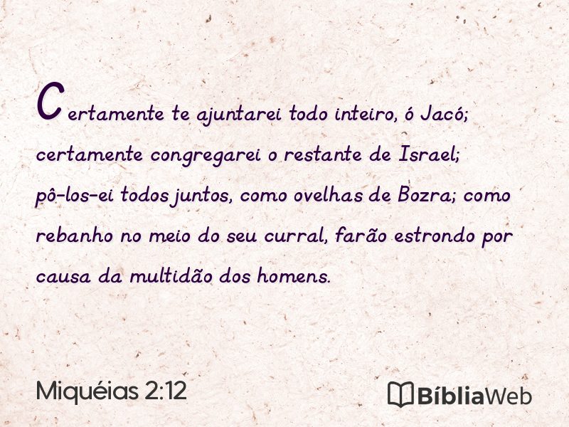 Miquéias 2:12 em imagem para compartilhar