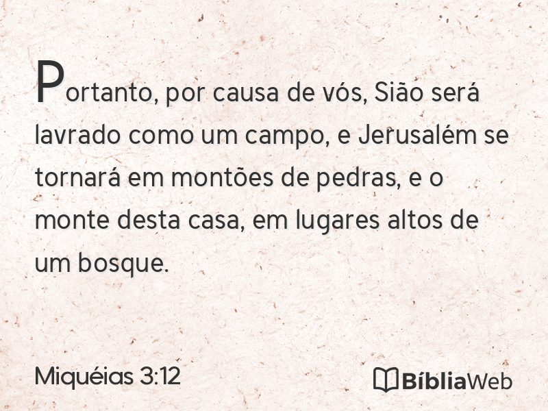 Miquéias 3:12 em imagem para compartilhar