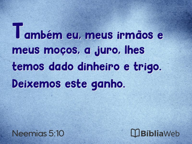 Neemias 5:10 em imagem para compartilhar