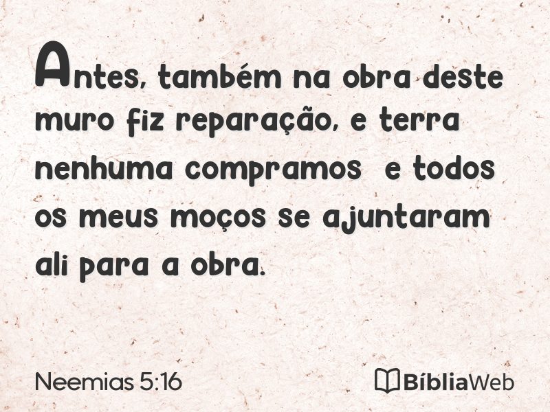Neemias 5:16 em imagem para compartilhar