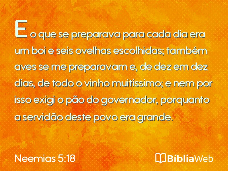 Neemias 5:18 em imagem para compartilhar