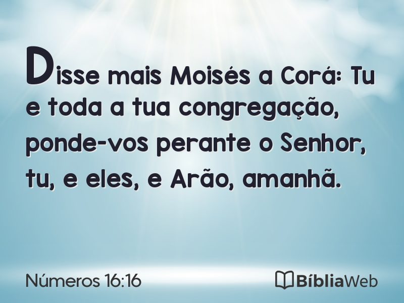 Números 16:16 em imagem para compartilhar
