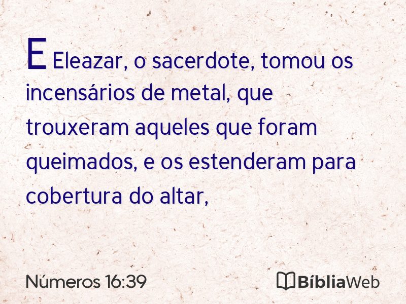 Números 16:39 em imagem para compartilhar