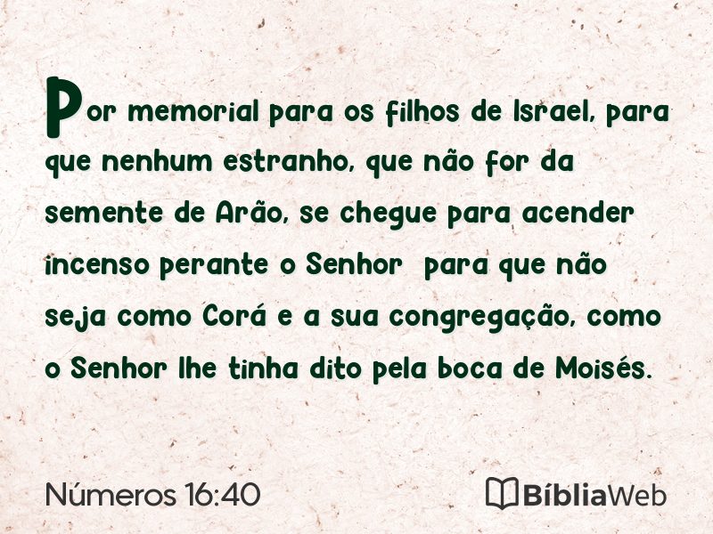 Números 16:40 em imagem para compartilhar