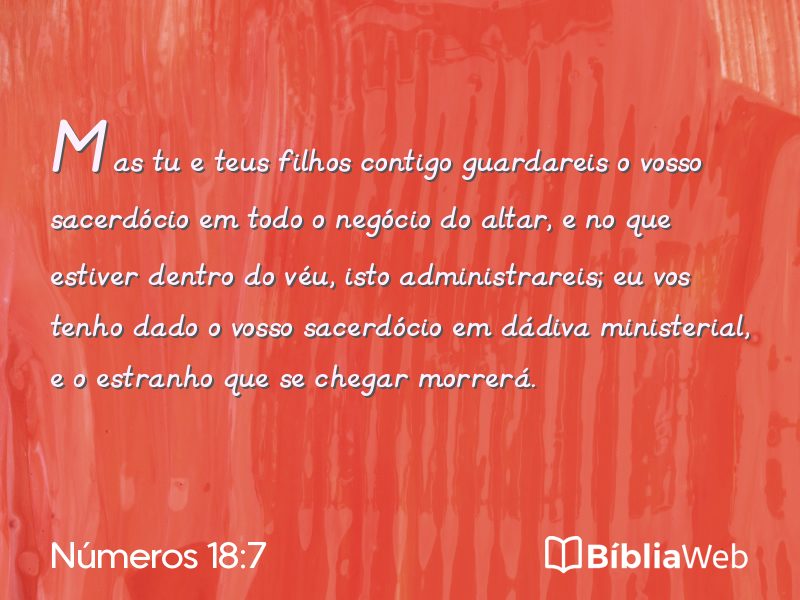 Números 18:7 em imagem para compartilhar