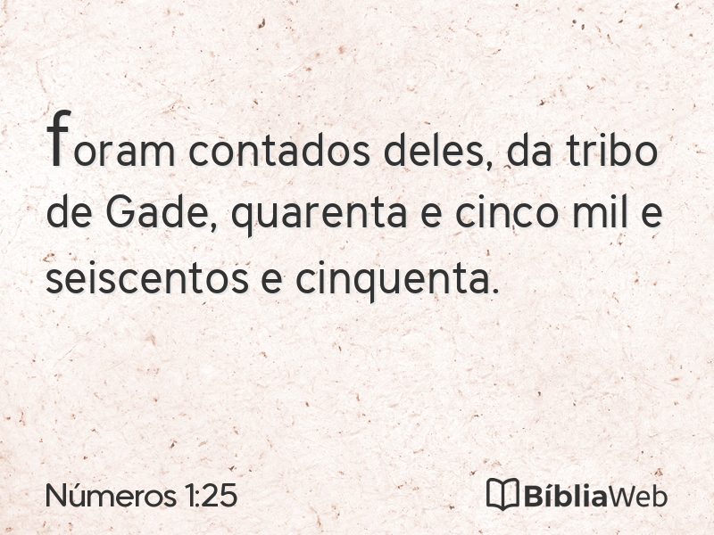 Números 1:25 em imagem para compartilhar