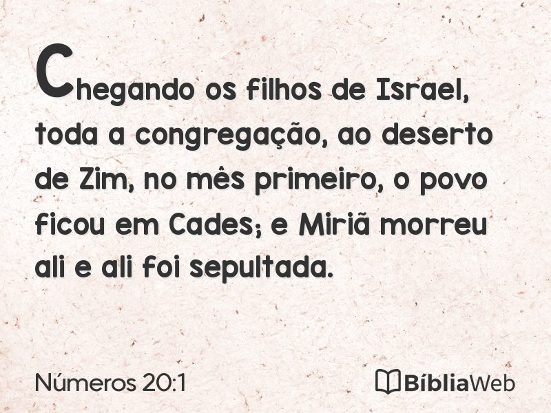 Números 20:1 em imagem para compartilhar