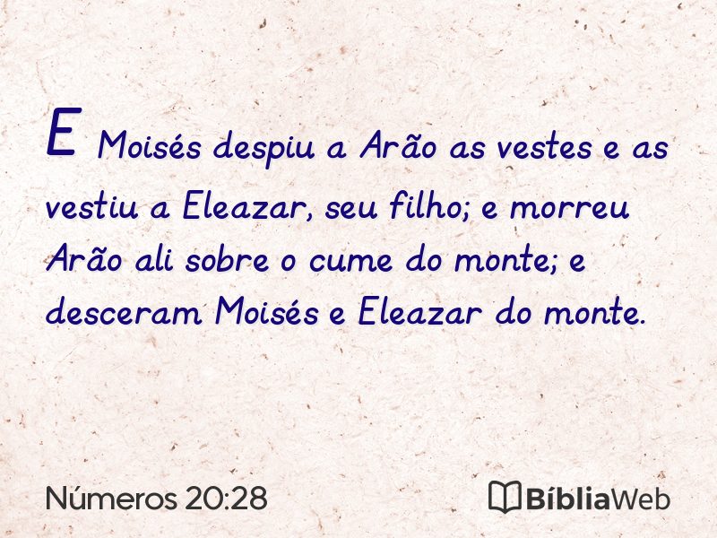 Números 20:28 em imagem para compartilhar