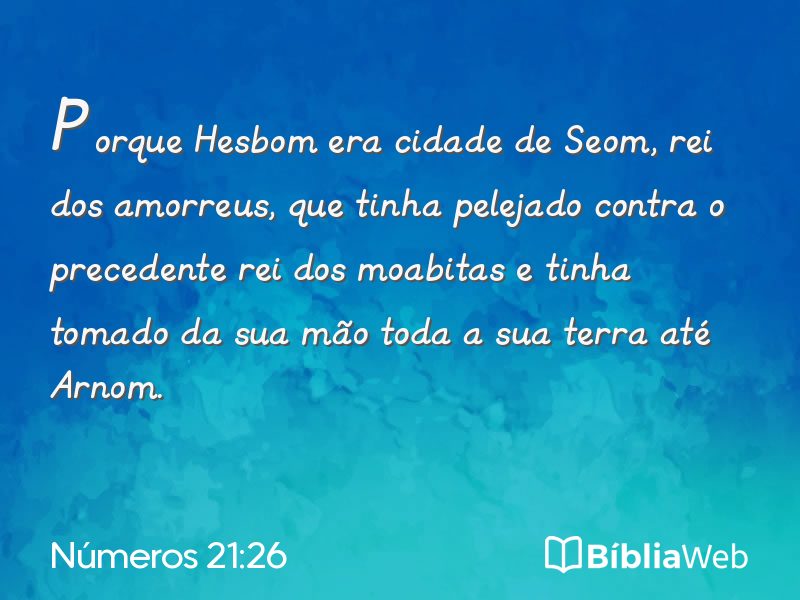 Números 21:26 em imagem para compartilhar