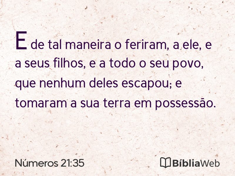 Números 21:35 em imagem para compartilhar