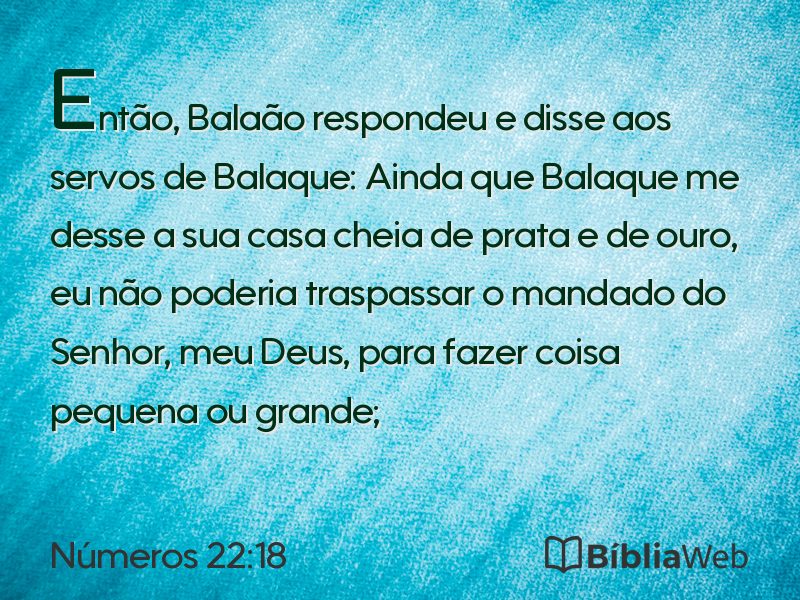 Números 22:18 em imagem para compartilhar