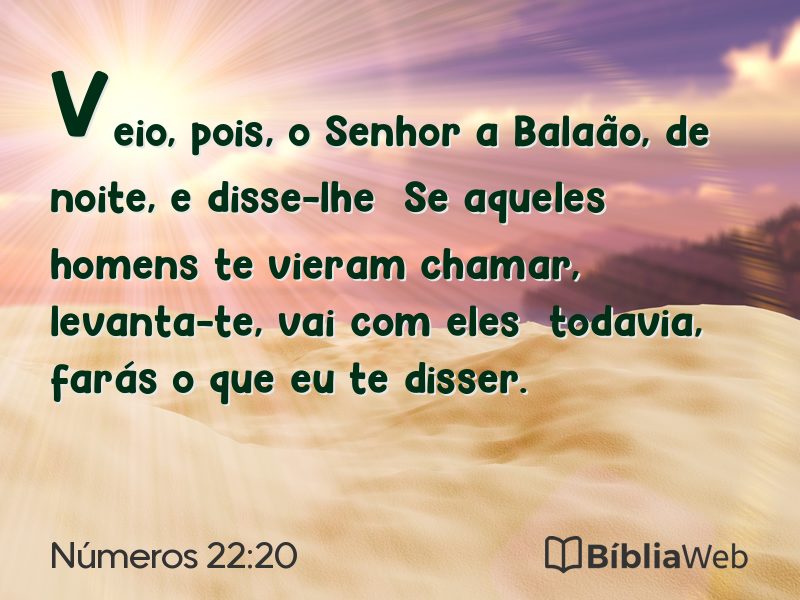 Números 22:20 em imagem para compartilhar