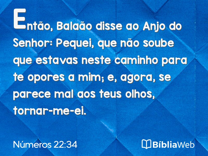 Números 22:34 em imagem para compartilhar
