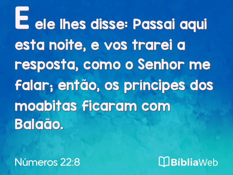 Números 22:8 em imagem para compartilhar