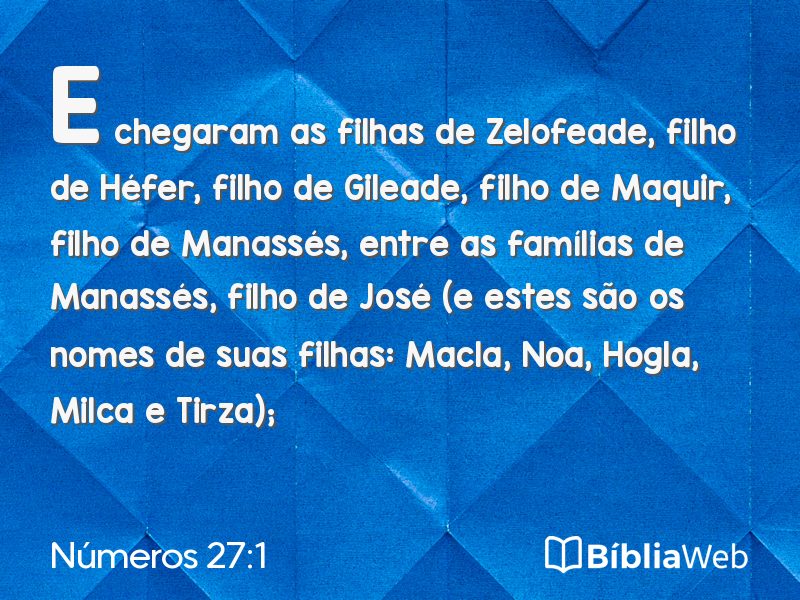 Números 27:1 em imagem para compartilhar
