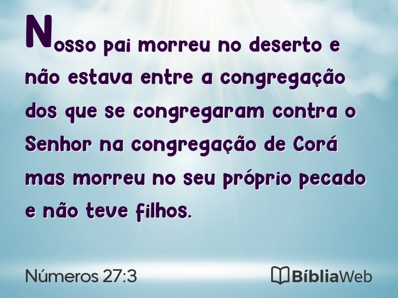 Números 27:3 em imagem para compartilhar